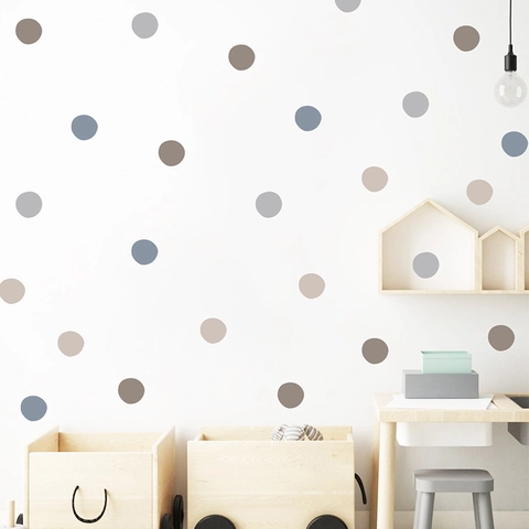 Pegatinas de Pared de Puntos Color Morandi PVC Calcomanías de Círculo Removibles para Habitación de Niños Decoración del Hogar FX-E20