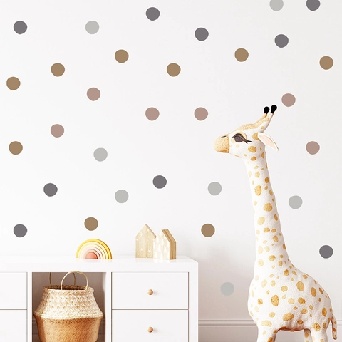 Stickers Muraux Pois Style Morandi PVC Autocollants Circulaires pour Chambre Enfant Décoration Fond Moderne Minimaliste