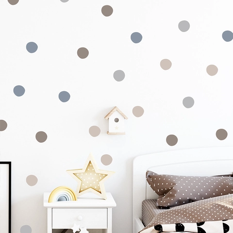 Pegatinas de Pared de Puntos Color Morandi PVC Calcomanías de Círculo Removibles para Habitación de Niños Decoración del Hogar FX-E20