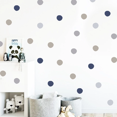 Nordische Morandi Polka Dot Wandtattoo Für Kinder Mädchen Schlafzimmer Dekor Abnehmbare PVC Runde Wandsticker Für Babyzimmer DIY Wandkunst