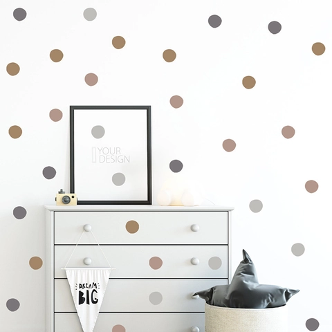 Stickers Muraux Pois Style Morandi PVC Autocollants Circulaires pour Chambre Enfant Décoration Fond Moderne Minimaliste