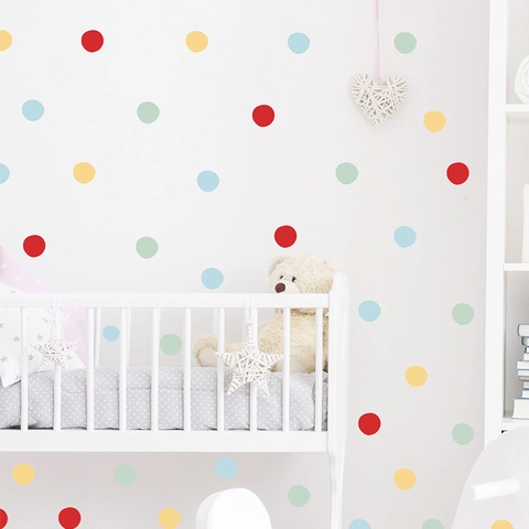 Pegatinas de Pared de Lunares Color Morandi PVC Calcomanías de Círculo Redondo para Dormitorio Infantil Sala de Estar Decoración de Pared