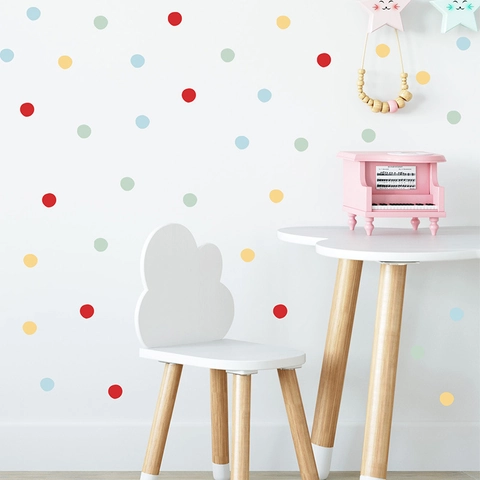 Pegatinas de Pared de Lunares Color Morandi PVC Calcomanías de Círculo Redondo para Dormitorio Infantil Sala de Estar Decoración de Pared