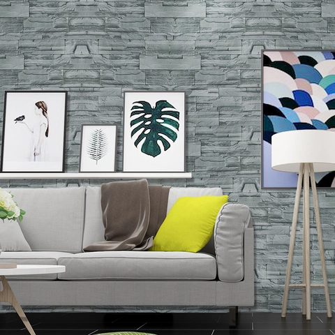 Carta da Parati Adesiva in PVC Effetto Pietra 3D Grigio per Soggiorno Camera da Letto Sfondo Adesivo Murale Decorazione Ristrutturazione