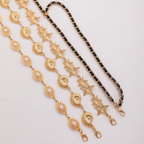 Fashion Alloy Metal Waist Chain Belt For Women Artificial Pearl Heart Shell Starfish Butterfly Charms Adjustable Body Jewelry