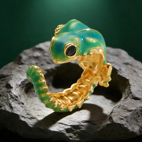 Gothic Animal Zinc Alloy Lizard Frog Hippopotamus Open Ring For Men Women Vintage Adjustable Rhinestone Finger Ring Punk Jewelry
