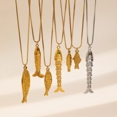 Stainless Steel Fish Pendant Necklace Gold Silver Plated Dainty Sea Life Jewelry Fashion Accessory For Women Minimalist Gift