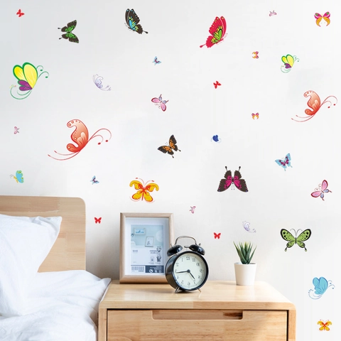 Vinilos Decorativos De Mariposas De Colores PVC Autoadhesivos Calcomanías De Pared Para Dormitorio Sala De Estar Decoración DIY
