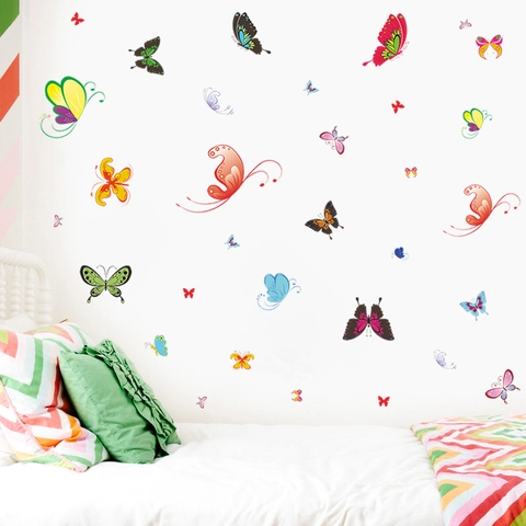 Vinilos Decorativos De Mariposas De Colores PVC Autoadhesivos Calcomanías De Pared Para Dormitorio Sala De Estar Decoración DIY