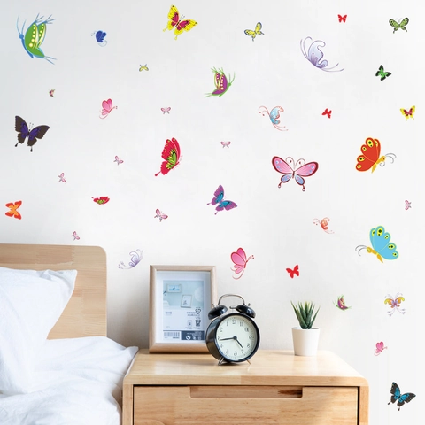 Kleurrijke Vlinder Muurstickers DIY PVC Zelfklevende Decals Voor Kinderkamer Slaapkamer Woonkamer Huis Decoratie