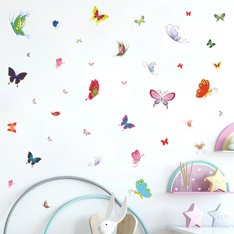 Kleurrijke Vlinder Muurstickers DIY PVC Zelfklevende Decals Voor Kinderkamer Slaapkamer Woonkamer Huis Decoratie