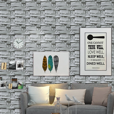 Carta da Parati Texture Pietra Mattone 3D Grigio Adesiva PVC Adesivo da Parete per Soggiorno Camera da Letto Decorazione