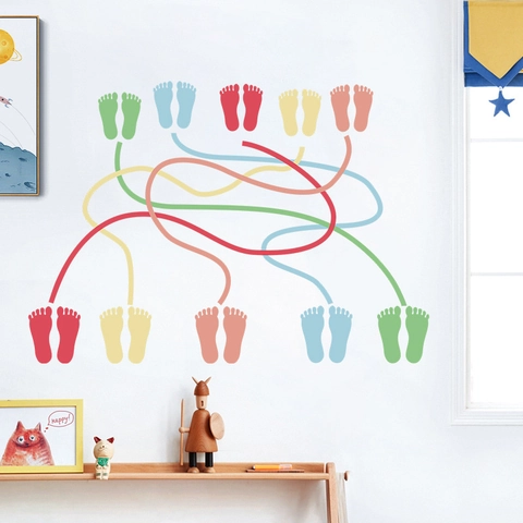 Stickers Muraux Chemin Empreintes Colorés Enfants PVC Décalcomanies Sol Imperméables Pour Décoration Crèche École