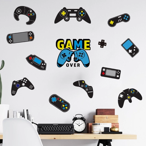 Gaming Thema Muurstickers PVC Game Controller Gamepad Collectie Decals Voor Kinderkamer Game Room Decor Wandkunst
