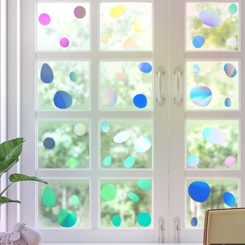 Modernes Laser Holographisches Buntes Kieselstein Wandtattoo DIY PVC Selbstklebend Fenster Glas Dekor