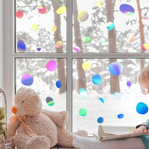 Modernes Laser Holographisches Buntes Kieselstein Wandtattoo DIY PVC Selbstklebend Fenster Glas Dekor