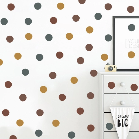 Removable PVC Polka Dot Wall Stickers Morandi Color Circular Decals For Kids Bedroom Nursery Nordic Style Home Wall Decor