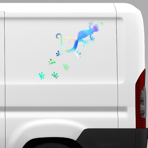 Laser Holographic Gecko Lizard Wall Sticker Waterproof Reflective Colorful Decal For Car Window Home Decoration DIY Art