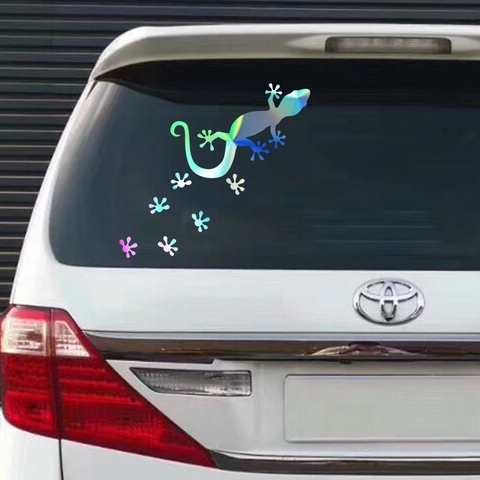 Laser Holographic Gecko Lizard Wall Sticker Waterproof Reflective Colorful Decal For Car Window Home Decoration DIY Art