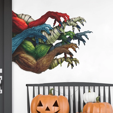 Halloween Monster Arme Wandtattoo PVC Gruselige Krallen Abnehmbare Fensterbilder Für Party Glas Home Dekor Selbstklebend