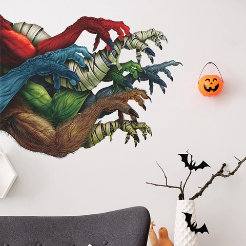 Halloween Monster Arme Wandtattoo PVC Gruselige Krallen Abnehmbare Fensterbilder Für Party Glas Home Dekor Selbstklebend