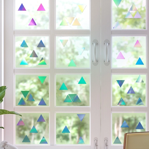 Irisierende Holographische Dreieck Wandaufkleber PET Prismen Fensterbilder Für Haus Glas Dekoration DIY Abziehbilder