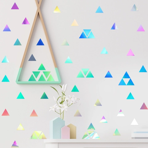 Irisierende Holographische Dreieck Wandaufkleber PET Prismen Fensterbilder Für Haus Glas Dekoration DIY Abziehbilder