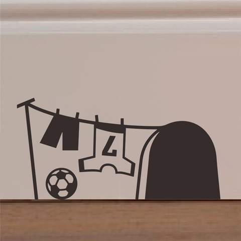 Creatieve Voetbal Thema Muursticker Muizenhol Verwijderbaar Zwart PVC Silhouet Sportshirt Bal Muurdecoratie Voor Kinderkamer
