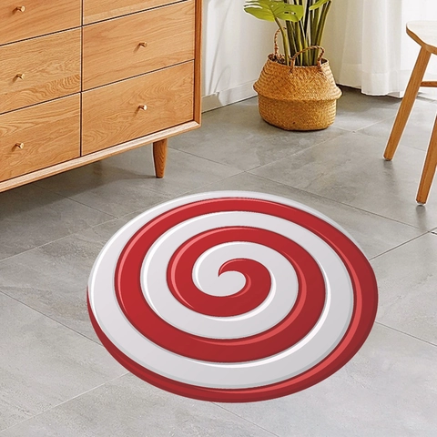 Christmas Peppermint Candy Round Wall Stickers PVC Red White Spiral Floor Decals For Window Glass Kids Room Xmas Decoration