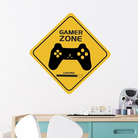 Gamer Zone Wall Sticker Game Controller PVC Self Adhesive Warning Sign Decor For Gaming Room Bedroom Living Room Home