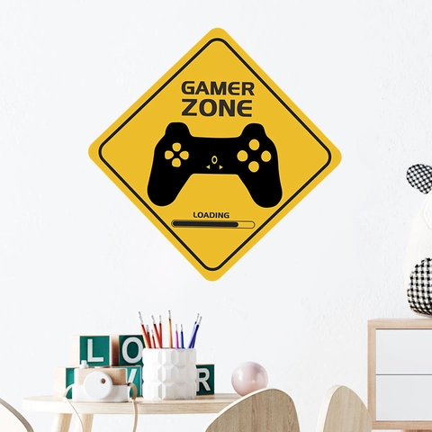 Gamer Zone Wall Sticker Game Controller PVC Self Adhesive Warning Sign Decor For Gaming Room Bedroom Living Room Home