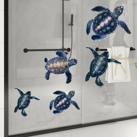 Sea Turtle Watercolor Wall Sticker Waterproof PVC Decal For Kids Bedroom Bathroom Living Room Artistic Home Decoration