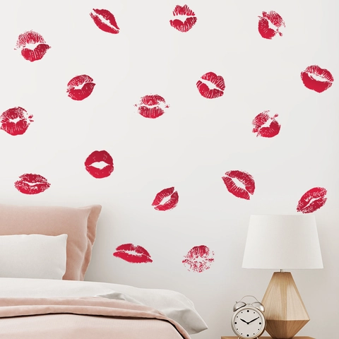 Modern Red Lips Kiss Marks Wall Sticker PVC Waterproof Removable DIY Art Decal For Bedroom Living Room Home Decoration