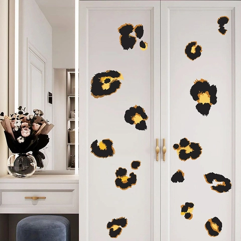 Leopard Print Wall Stickers For Kids Room Removable PVC Animal Spot Decals For Bedroom Furniture Wardrobe Home Decor