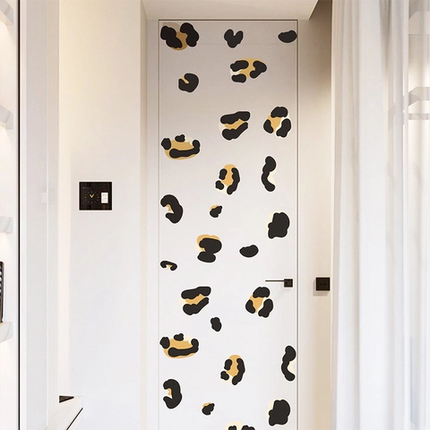 Cartoon Leopardenmuster Wandtattoo PVC Selbstklebend Tierdruck Wandaufkleber Für Kinderzimmer Schlafzimmer Deko DIY Kunst