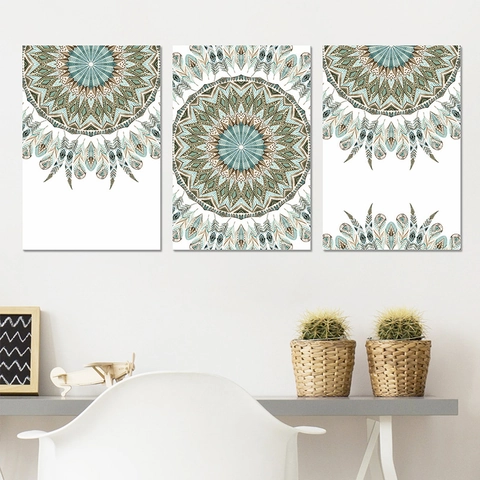 Bohemian Mandala Feather Wall Stickers PVC Self Adhesive Ethnic Style Decals For Living Room Bedroom Home Decor Background