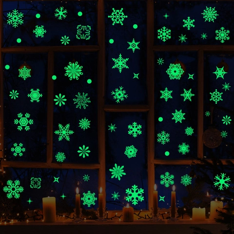 Nachleuchtende Schneeflocken Weihnachten Statische Fensteraufkleber Luminous PVC Glasbilder Für Festliche Winter Dekoration