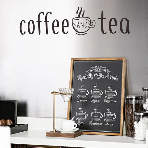 Coffee And Tea Wall Sticker Removable PVC DIY Art Lettering Mural For Kitchen Dining Room Cafe Restaurant Decor