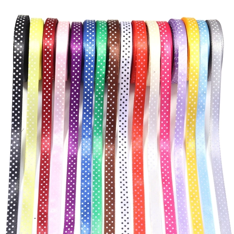 Nastro in Poliestere Stampato a Pois per Confezione Regalo DIY Accessori per Fiocchi per Capelli Decorazione Floreale Artigianato