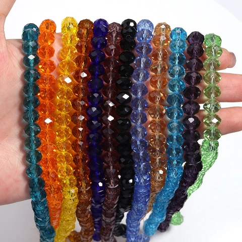 Faceted Crystal Glass Beads DIY Jewelry Making Loose Rondelle Beads For Necklace Bracelet Earring Women Accessories