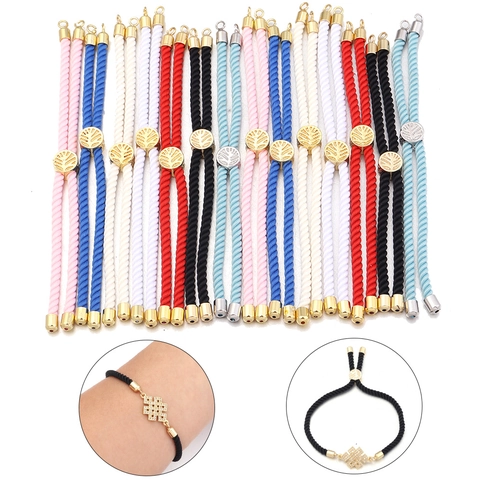Minimalist DIY Braided Bracelet Cord With Gold Plated Copper Tree Of Life Slider For Handmade Jewelry Making Components