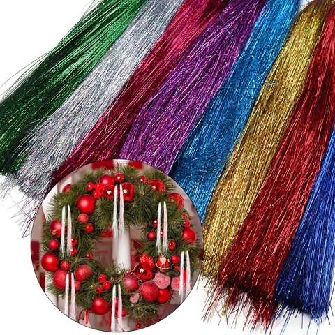 Fili di Seta Laser Scintillanti Per Decorazioni DIY di Natale E Festa Lametta Per Capelli Fibra Metallica Sintetica