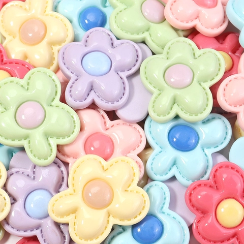 Resin Irregular Flower Patches Macaron Dopamine Stitch Texture Flat Back Flower Charms For DIY Jewelry Making Findings