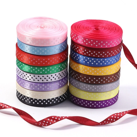 Nastro in Poliestere Stampato a Pois per Confezione Regalo DIY Accessori per Fiocchi per Capelli Decorazione Floreale Artigianato