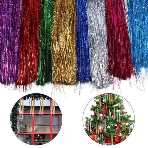 Fili di Seta Laser Scintillanti Per Decorazioni DIY di Natale E Festa Lametta Per Capelli Fibra Metallica Sintetica