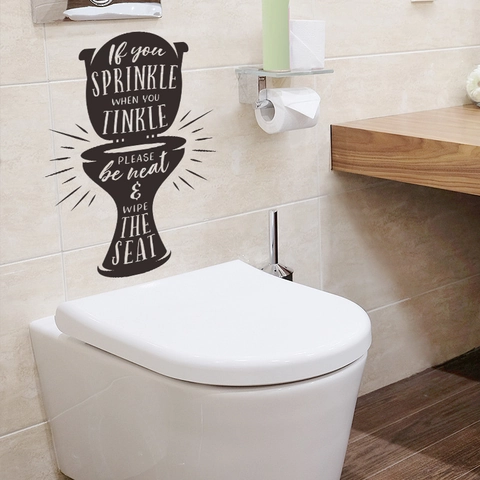Humorvoll Englisch Slogan Toilettensitz Aufkleber PVC Abnehmbar Selbstklebend Badezimmer Wandtattoo Toiletten Heimdekor