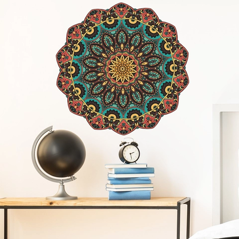 Mandala Muursticker PVC Zelfklevend Boheemse Etnische Stijl Rond Geometrisch Patroon Voor Woonkamer Slaapkamer Home Decor