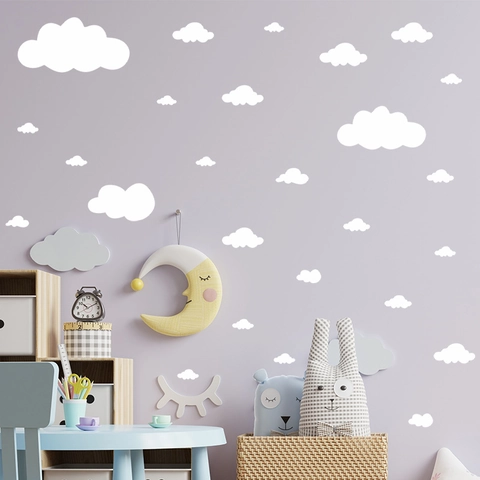 Adesivi Murali Nuvola Bianca PVC Autoadesivi DIY Decalcomanie da Parete per Cameretta Bambini Asilo Casa Decorazione