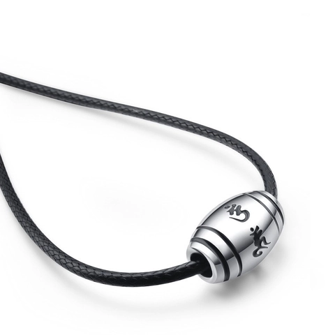 Vintage Stainless Steel Cylindrical Mantra Pendant For Men Ethnic Style Engraved Lucky Bead Jewelry Pendant Only No Chain