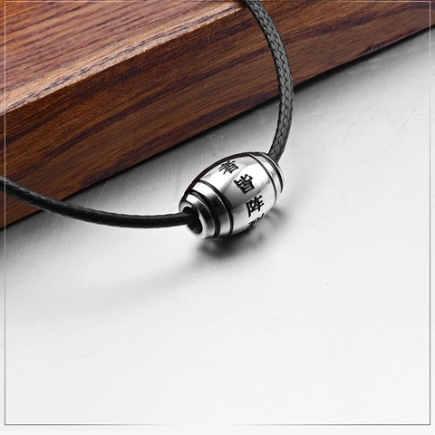 Vintage Stainless Steel Cylindrical Mantra Pendant For Men Ethnic Style Engraved Lucky Bead Jewelry Pendant Only No Chain